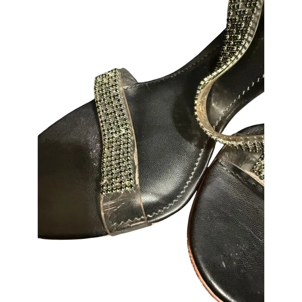Nina New York Black Beaded Sandal Heels - Size 9.5